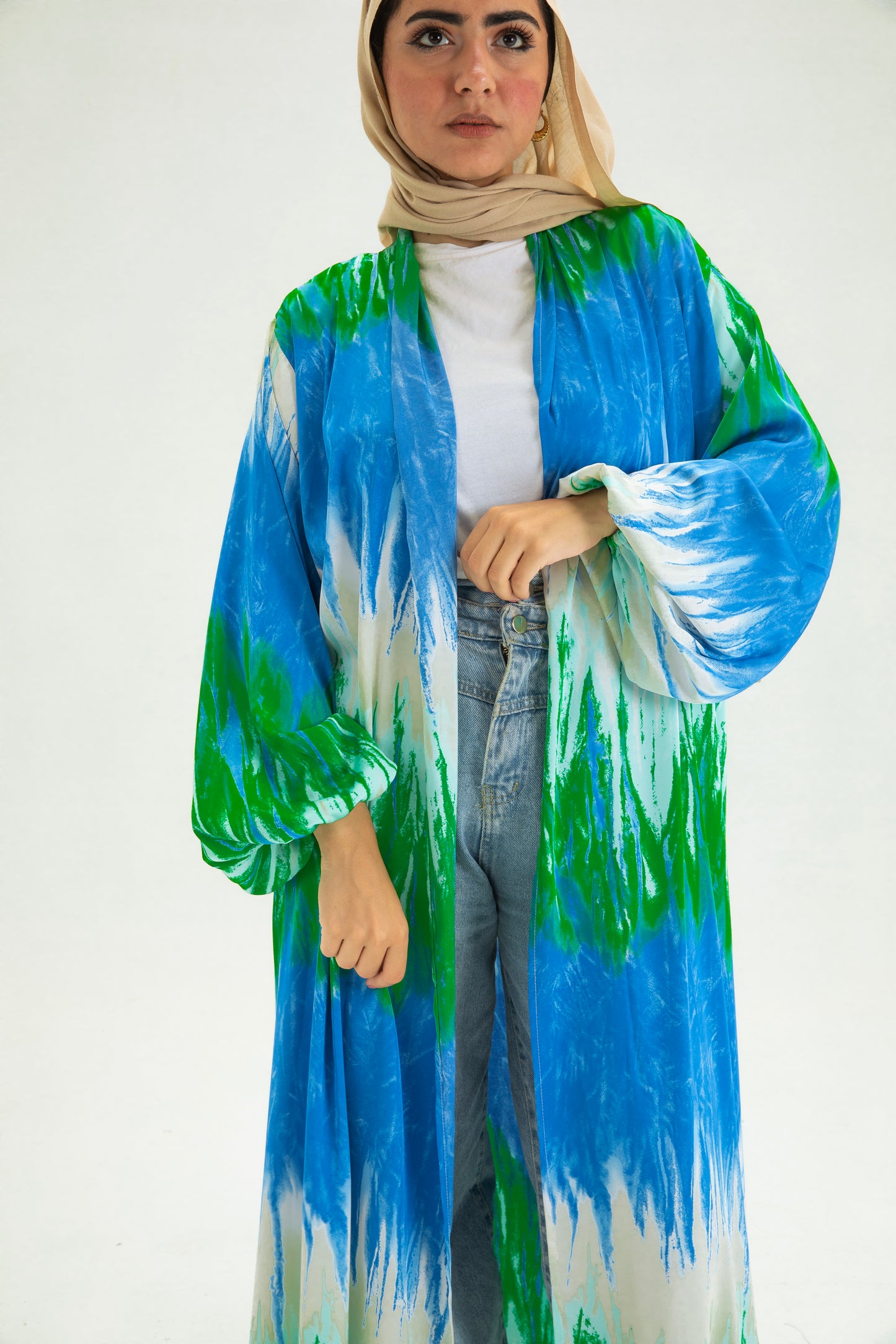BLUE-GREEN KIMONO