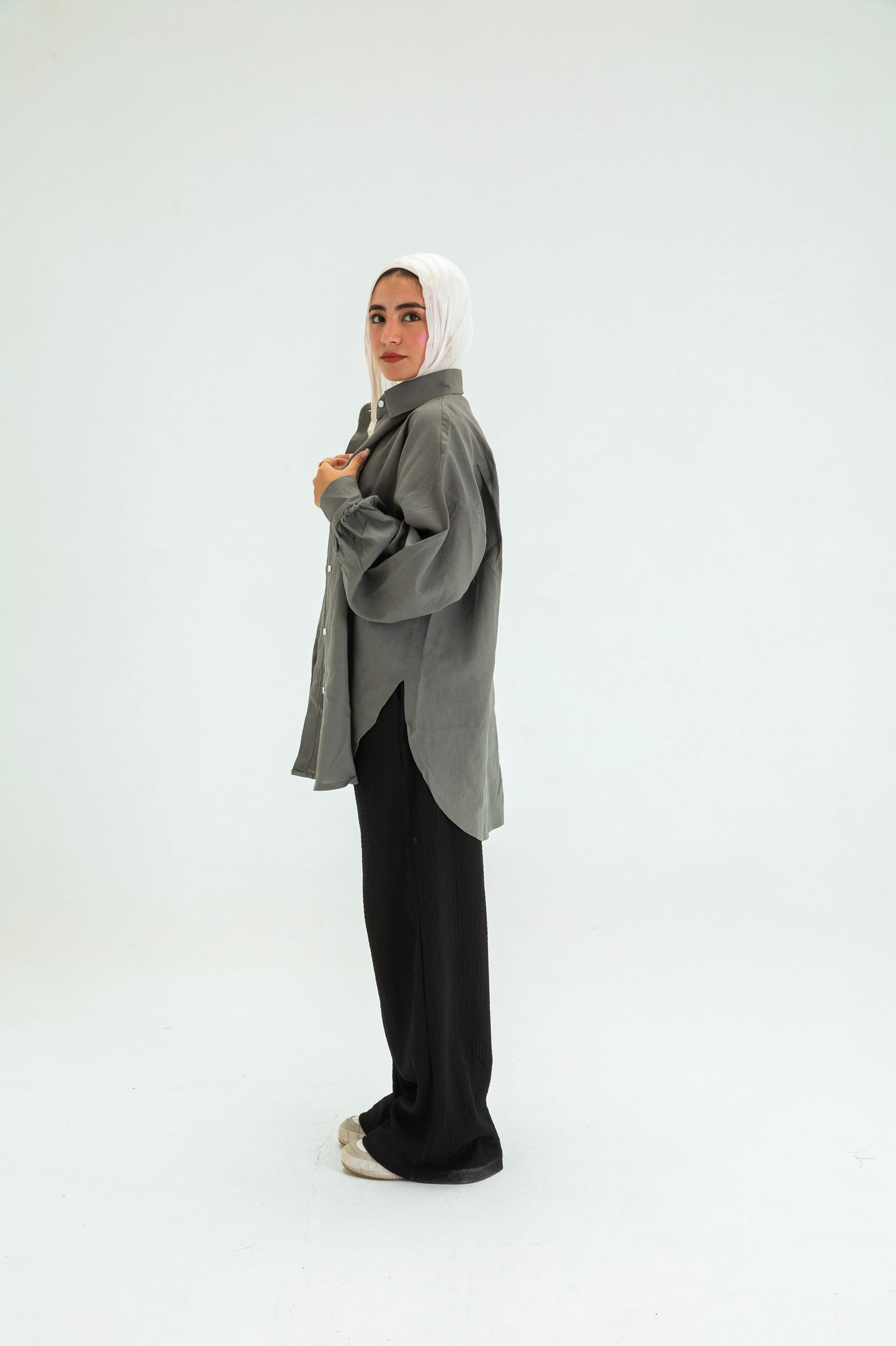 DARK GREY BUTTON SHIRT