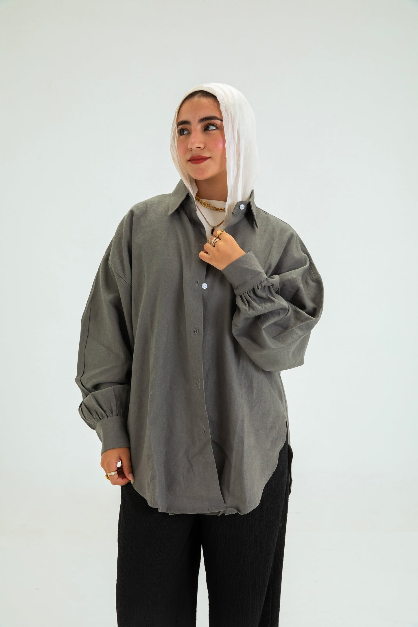 DARK GREY BUTTON SHIRT