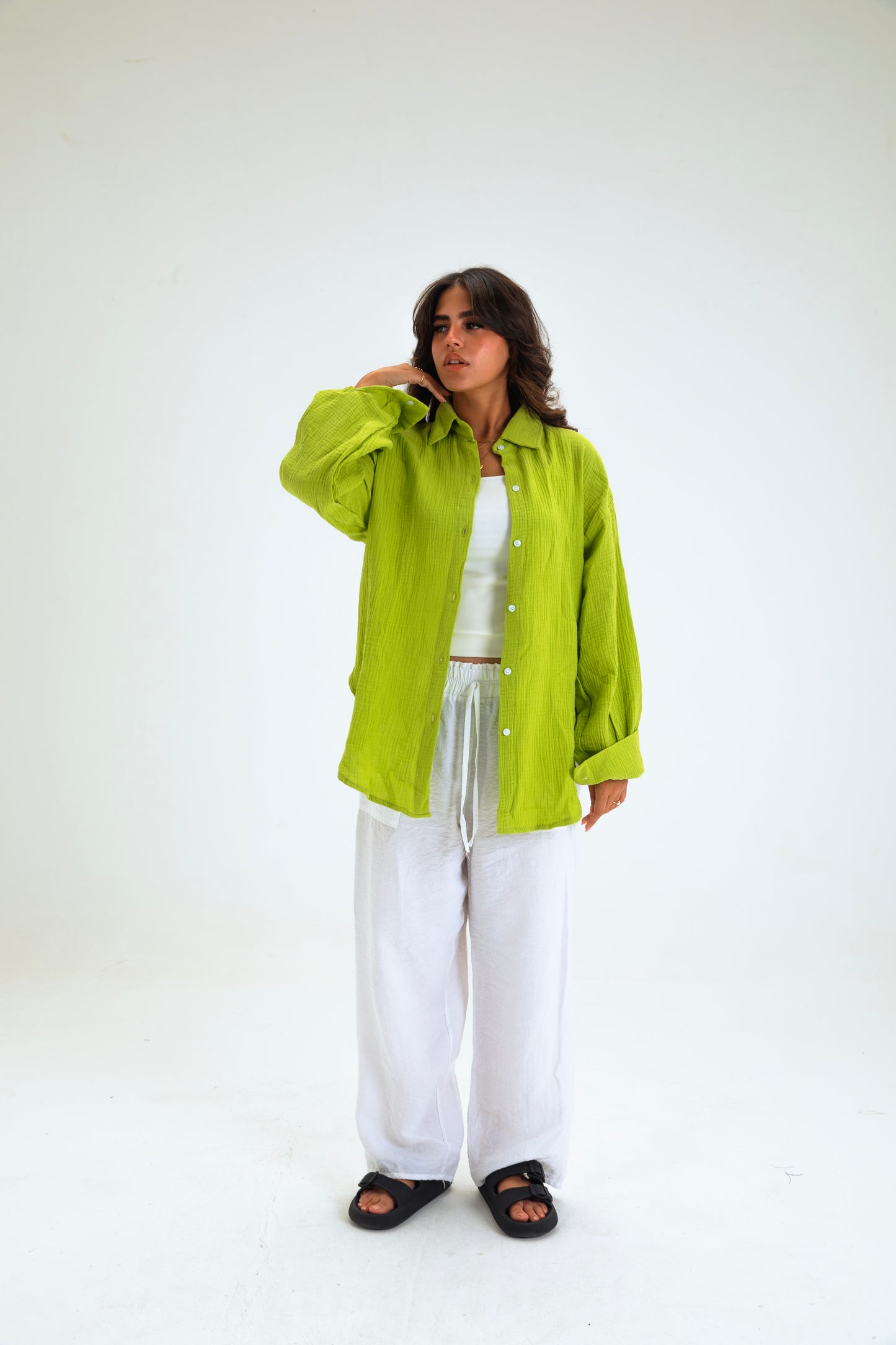LIGHT GREEN BUTTON SHIRT