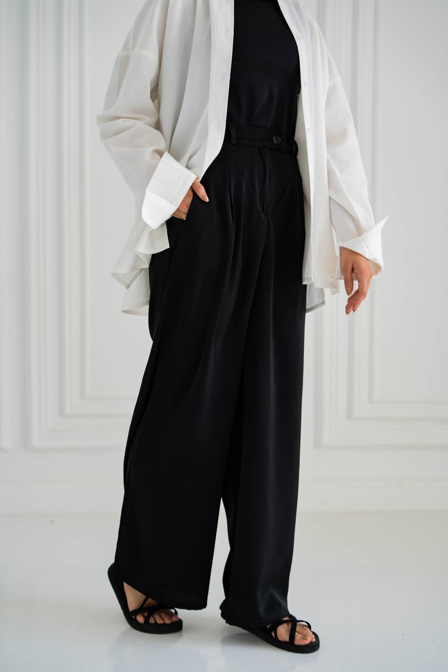 Pleated Flow Trouser - Black