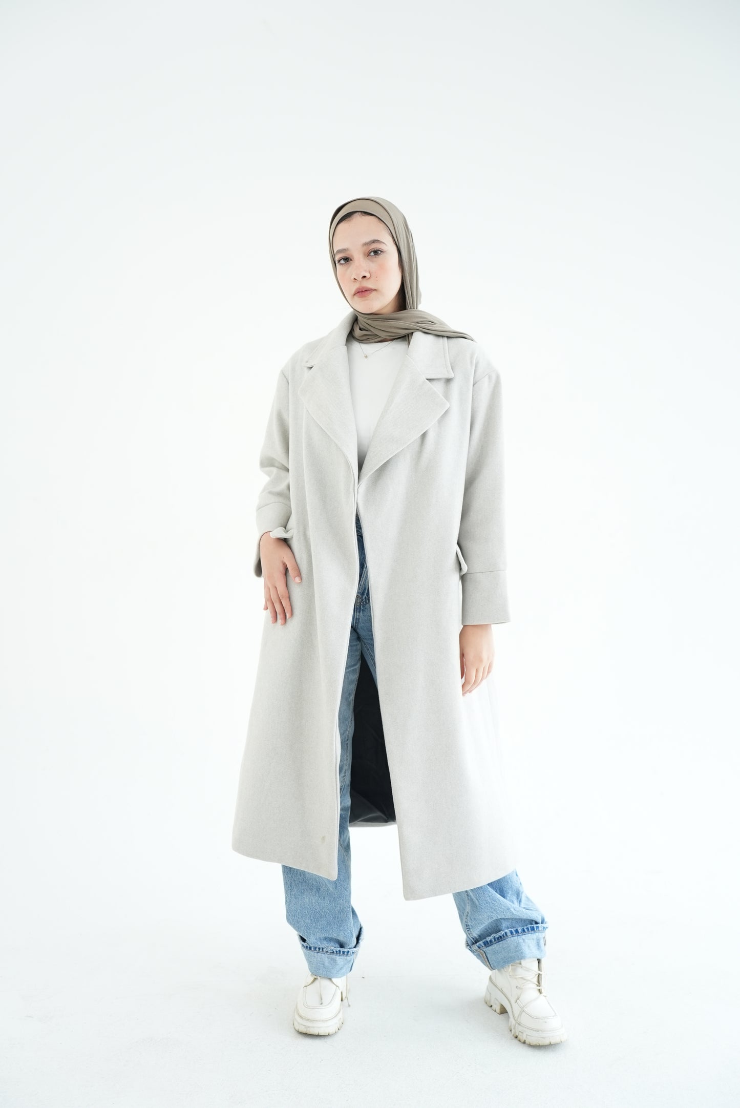 WOOL LONG COAT- LIGHT GREY