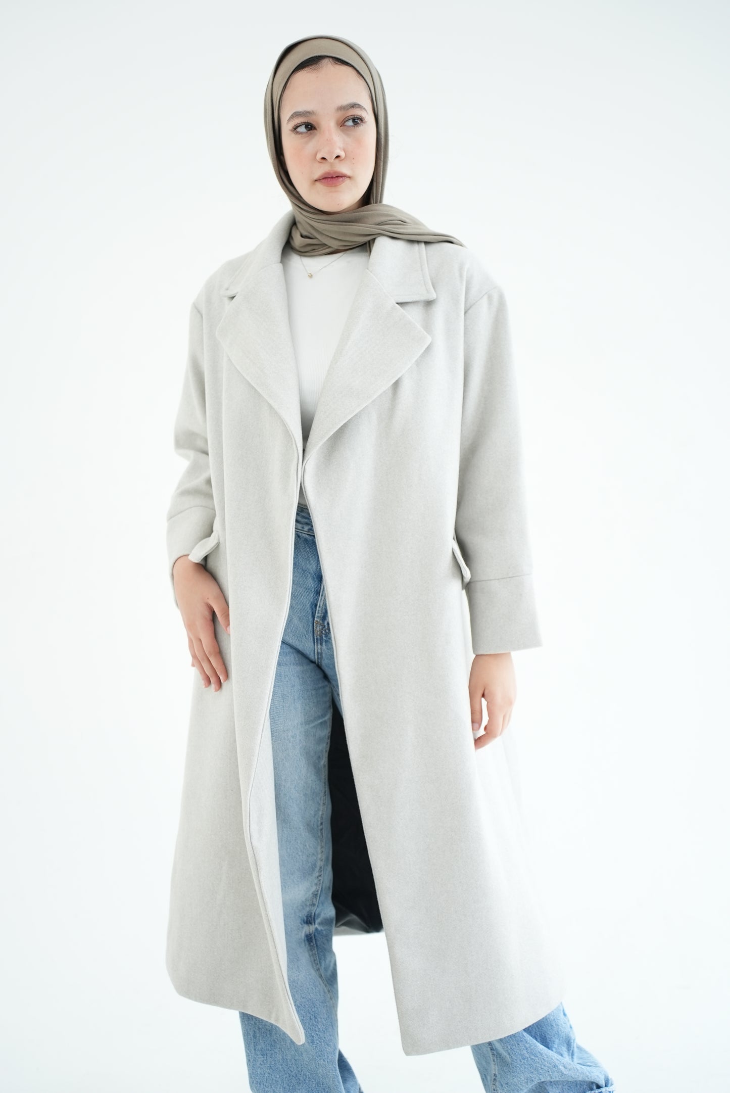 WOOL LONG COAT- LIGHT GREY