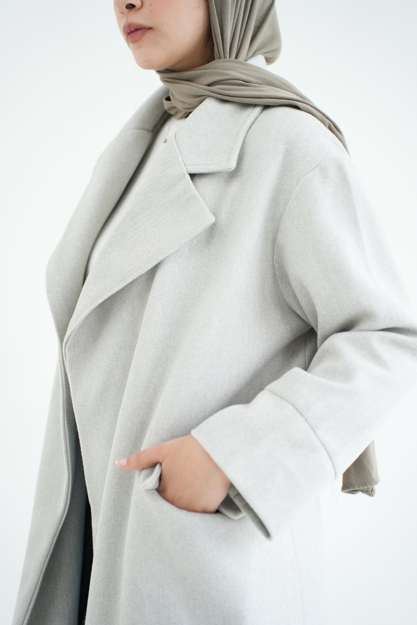 WOOL LONG COAT- LIGHT GREY