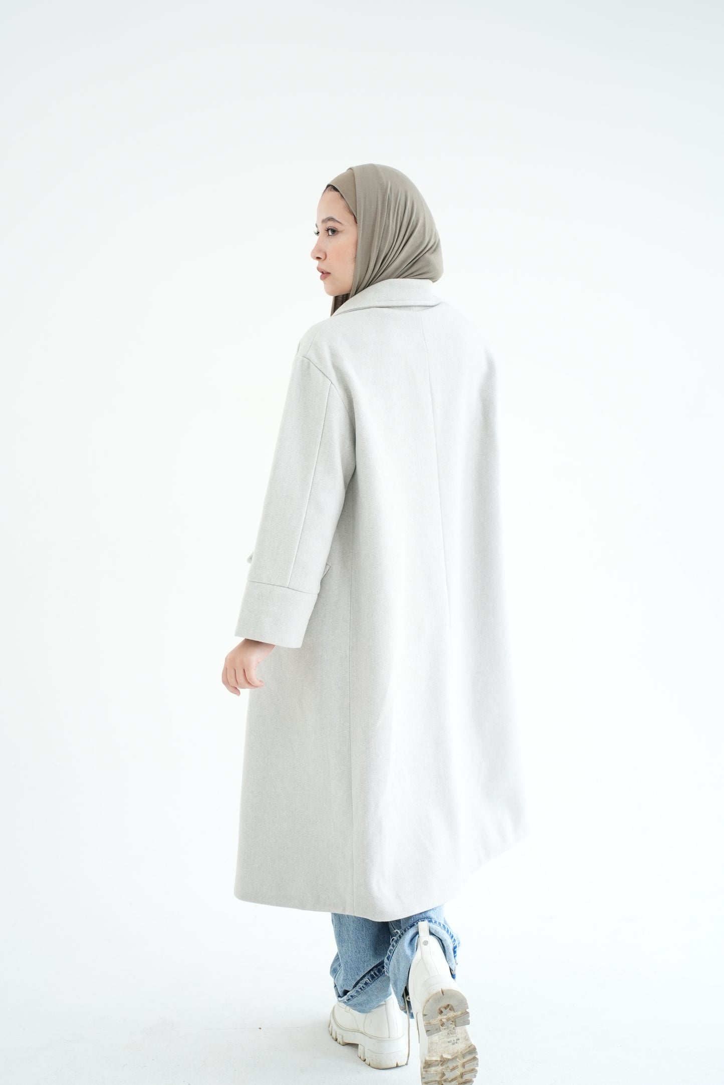 WOOL LONG COAT- LIGHT GREY