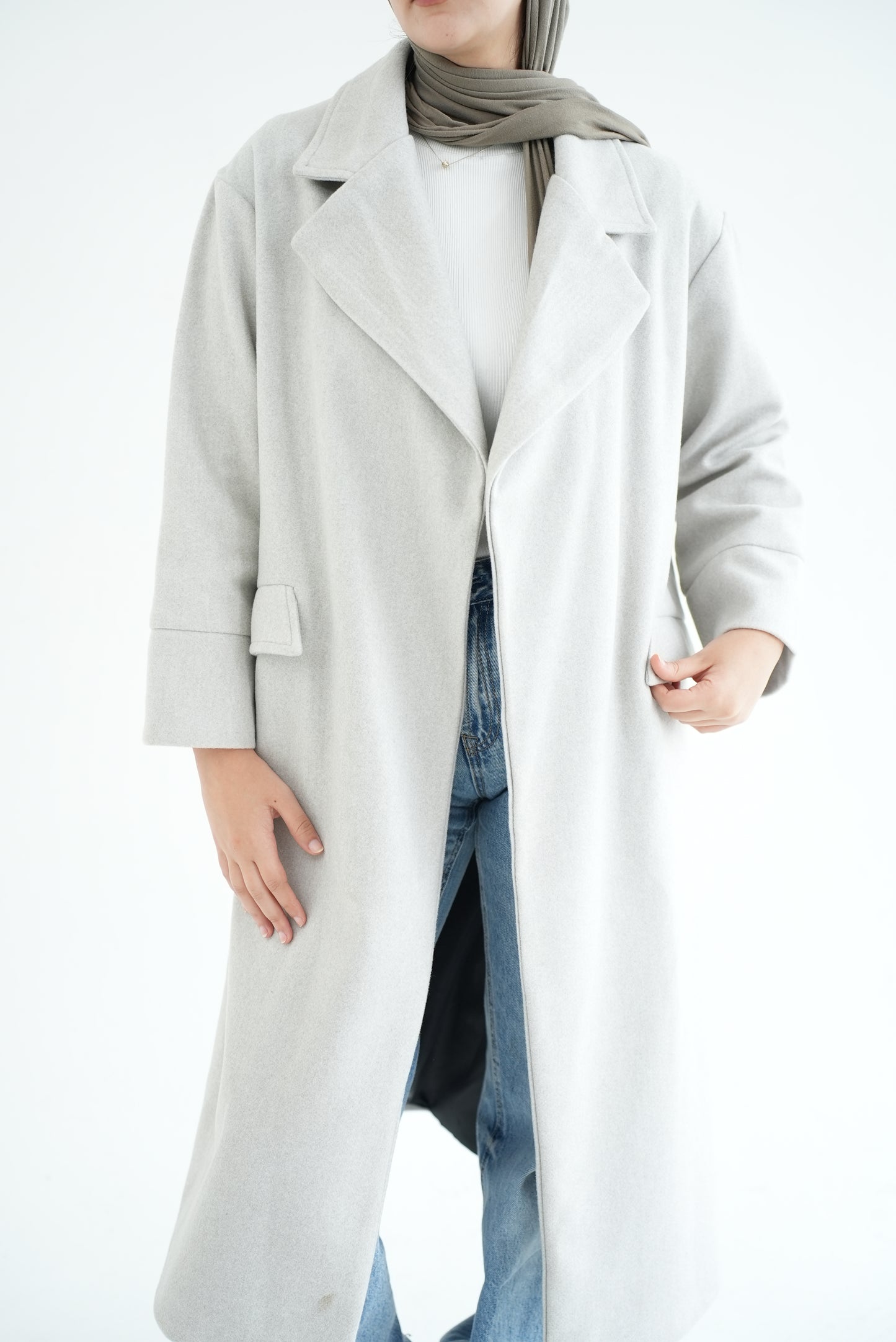 WOOL LONG COAT- LIGHT GREY
