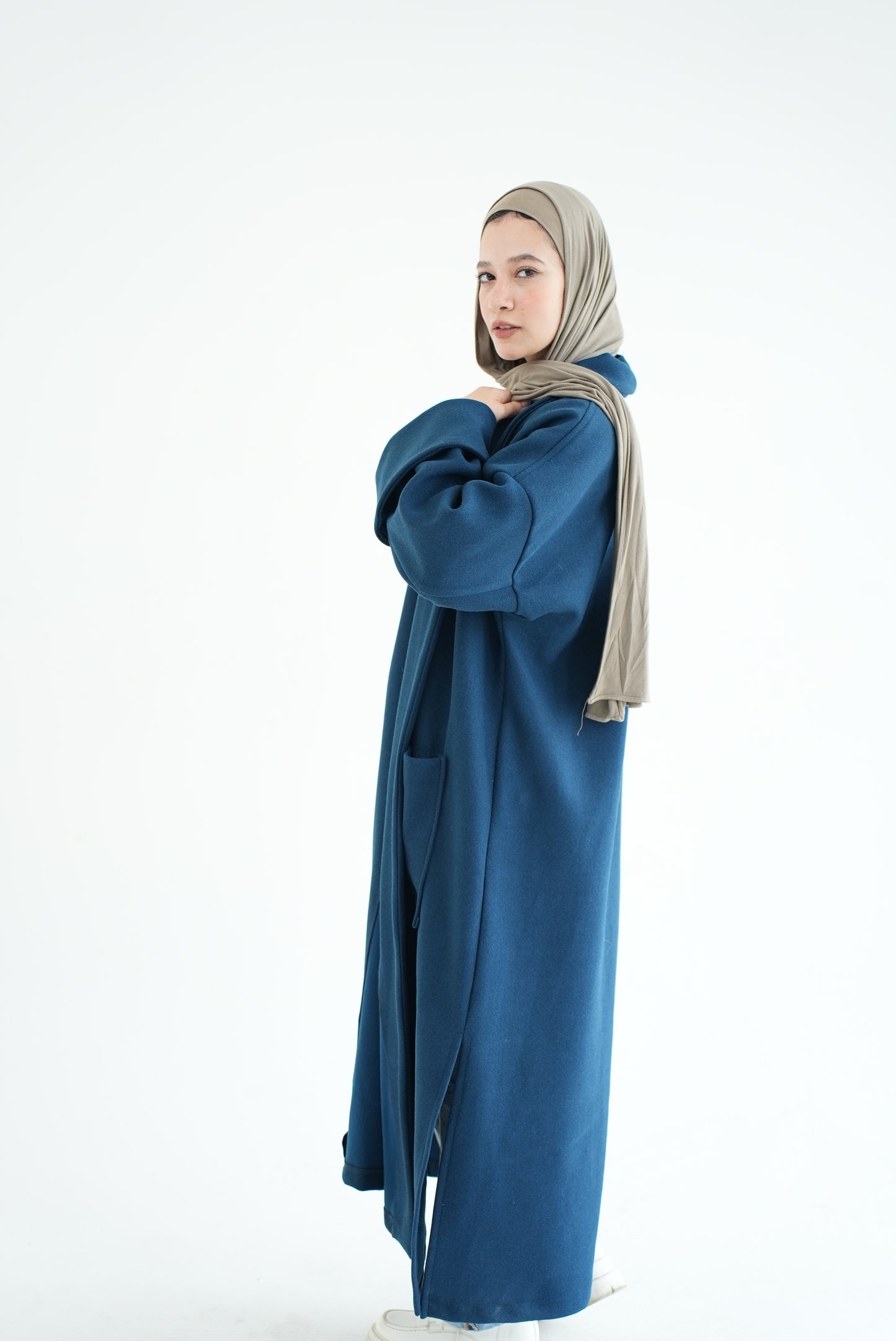 WOOL LONG COAT- NAVY