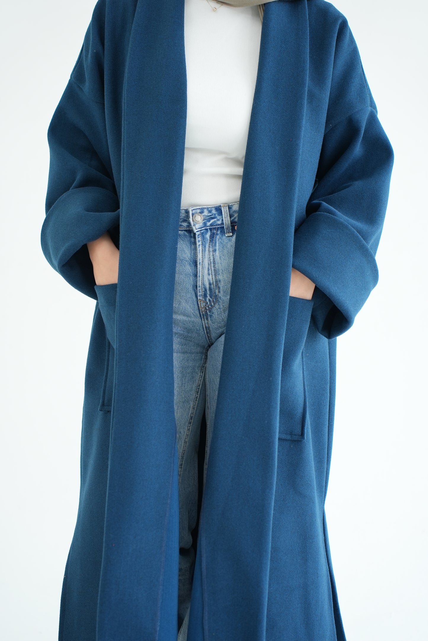 WOOL LONG COAT- NAVY