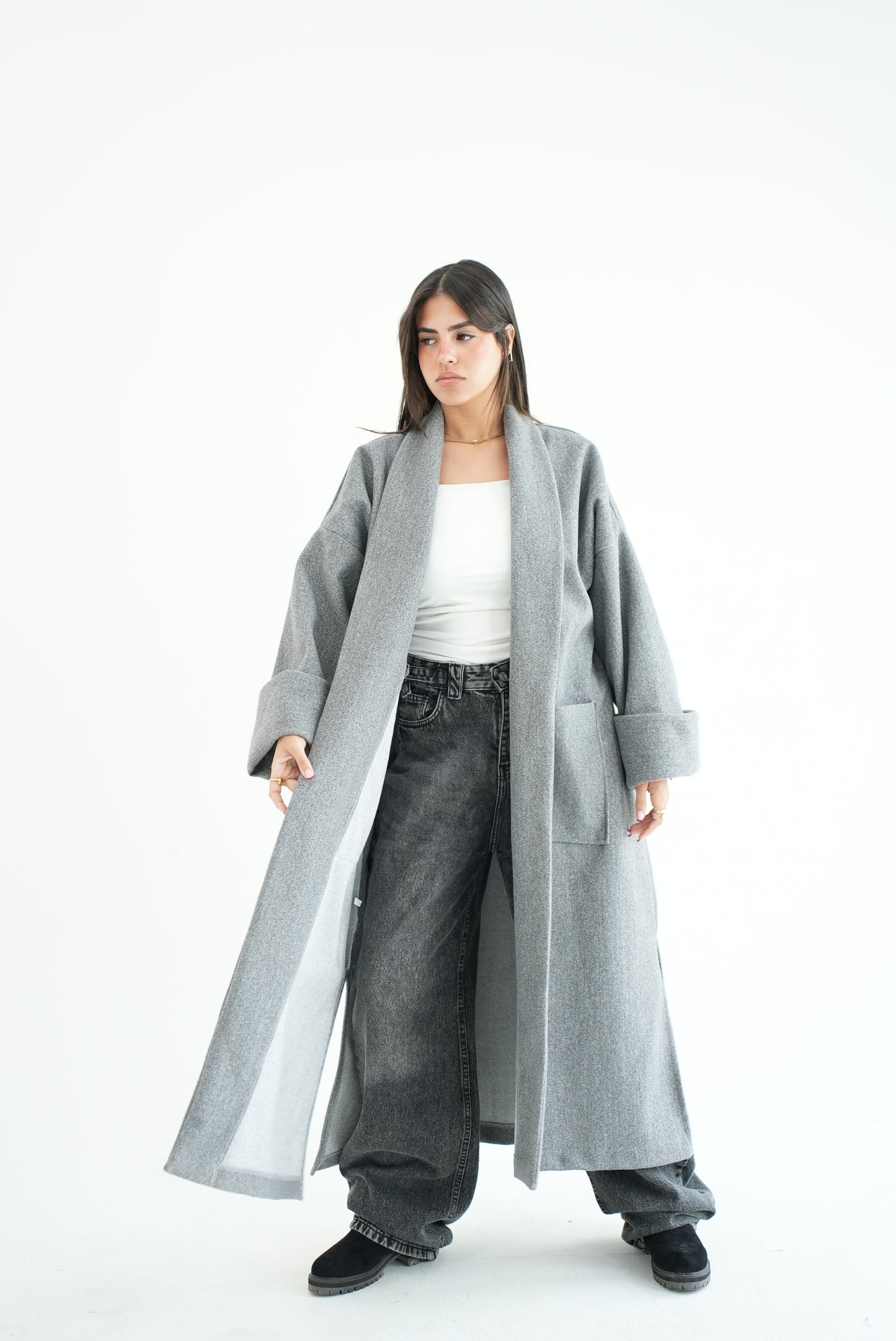 WOOL LONG COAT- GREY