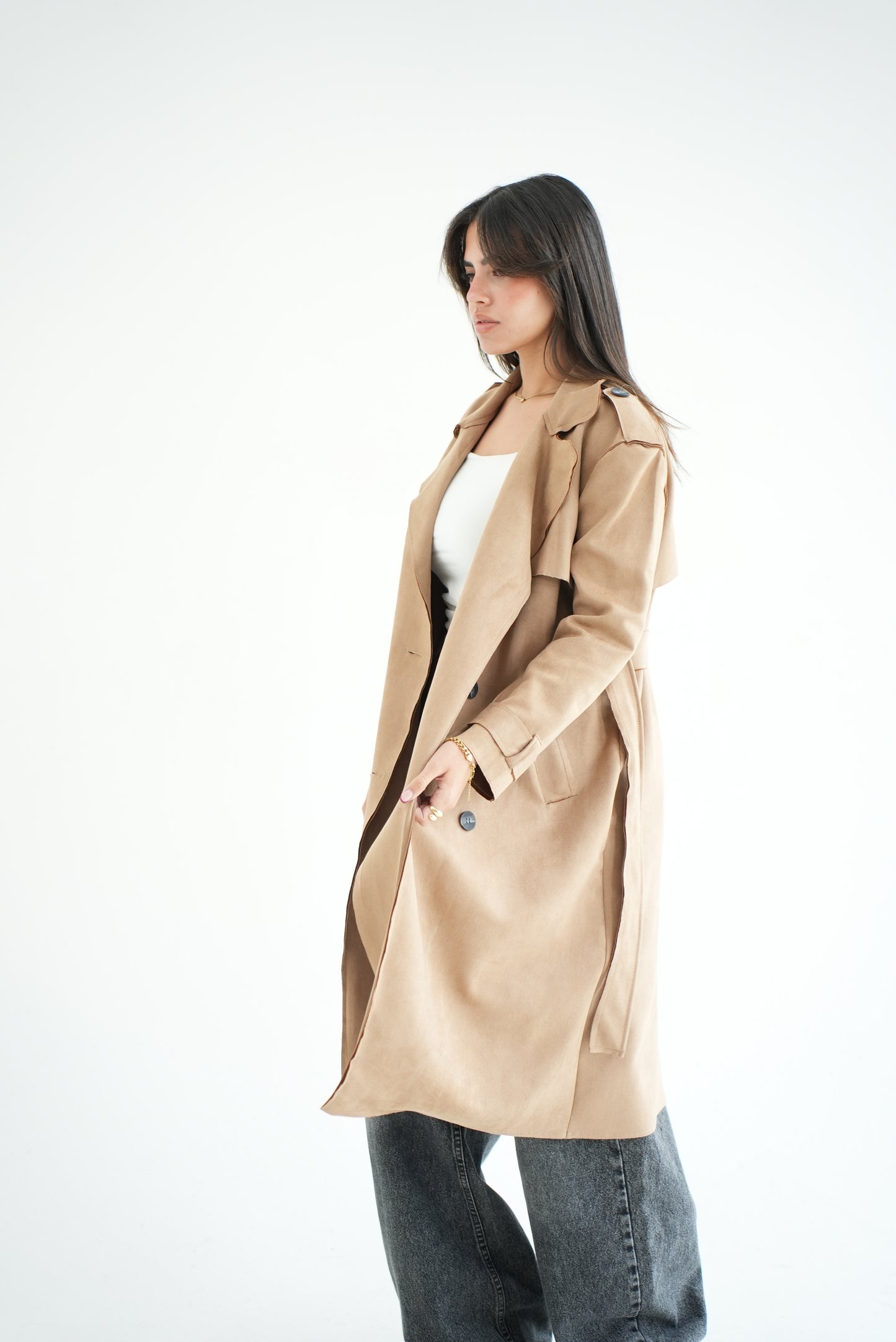 WOOL RIBBON COAT- BEIGE