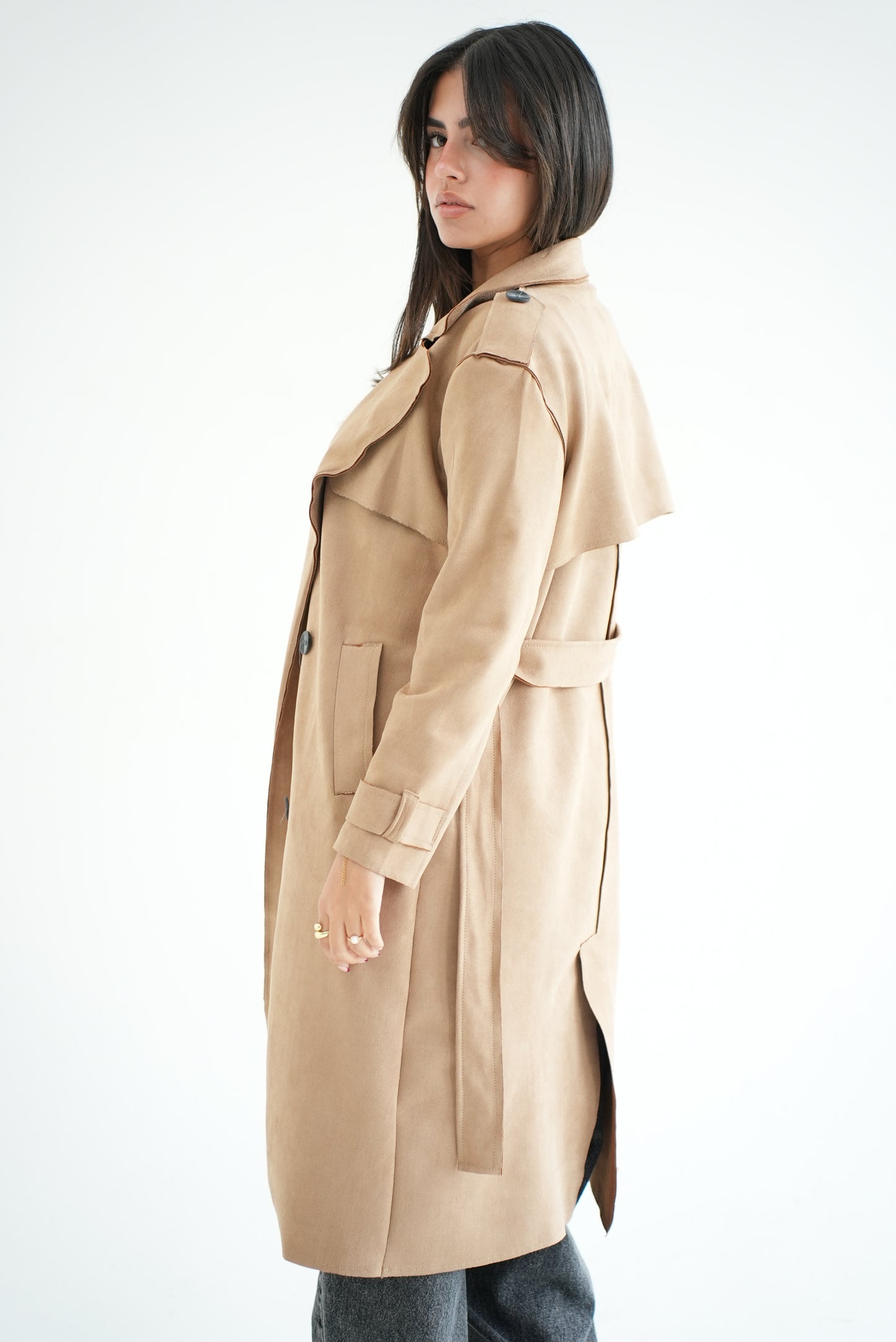 WOOL RIBBON COAT- BEIGE