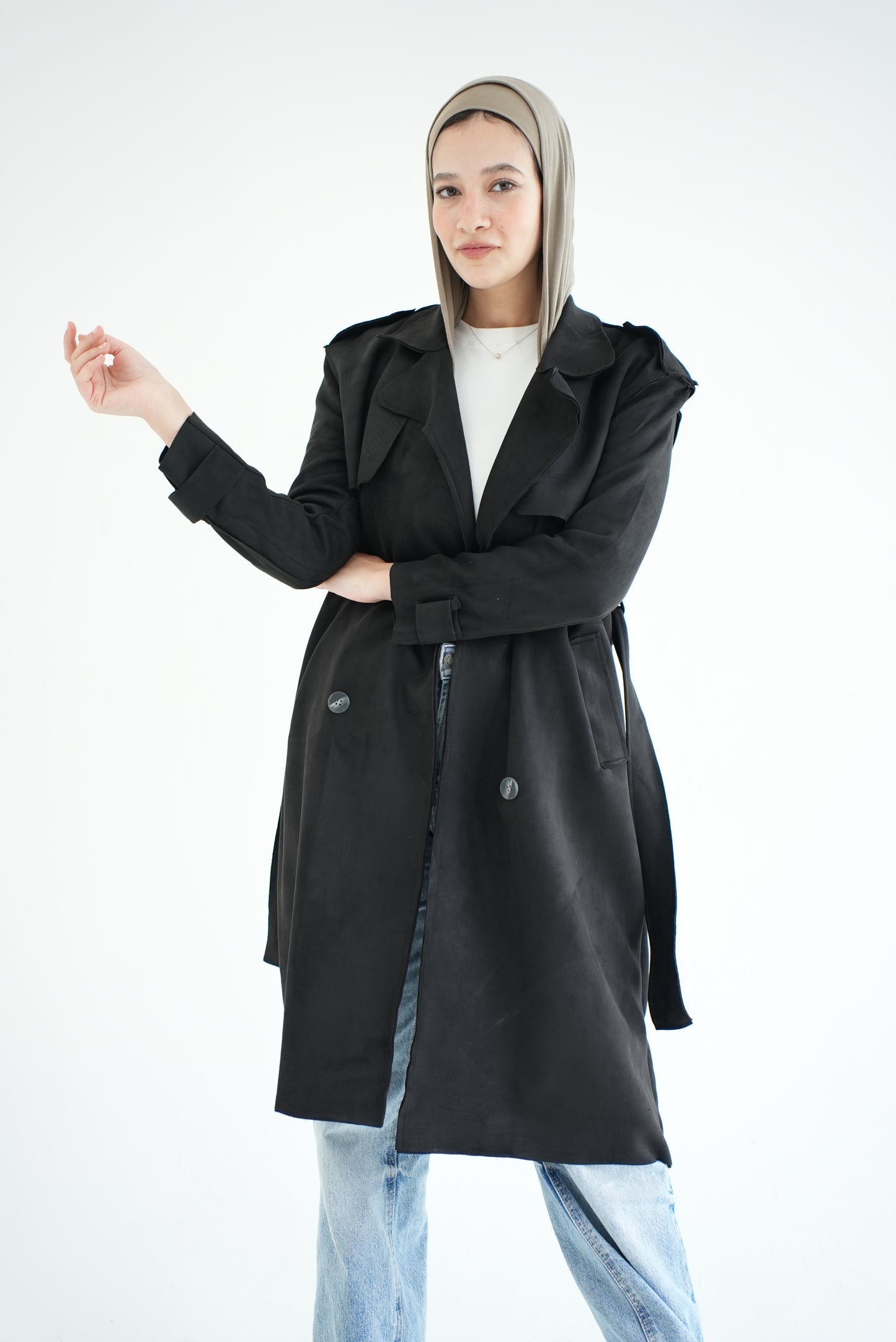 WOOL RIBBON COAT- BLACK
