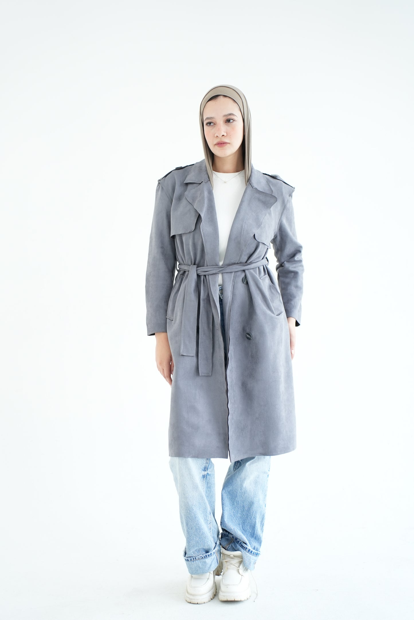 WOOL RIBBON COAT- GREY