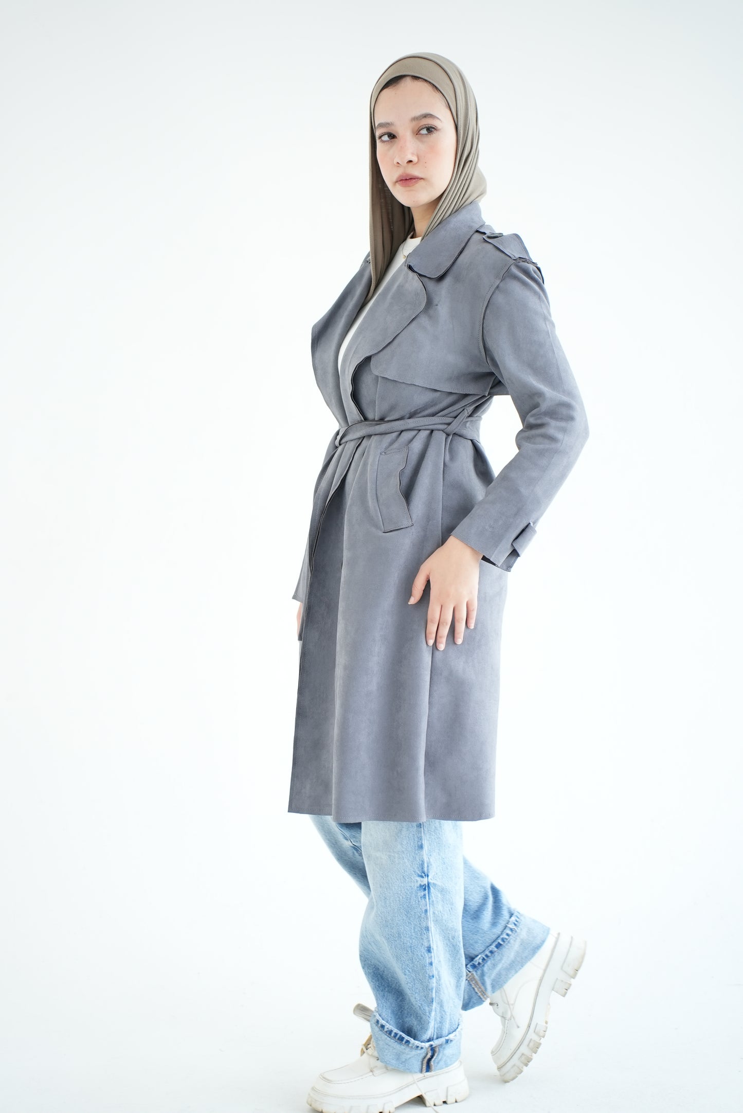 WOOL RIBBON COAT- GREY