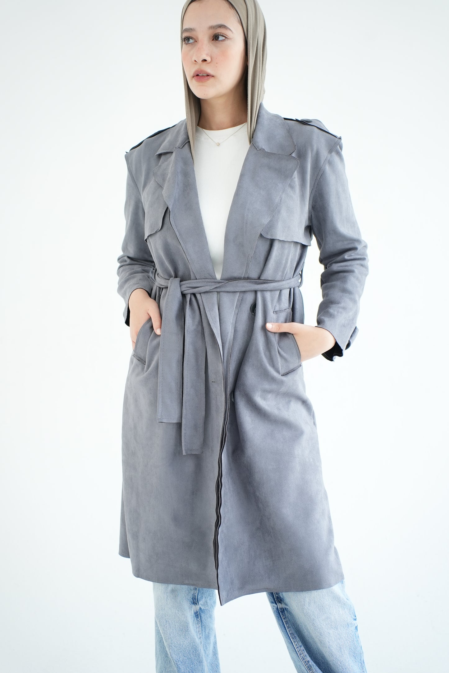 WOOL RIBBON COAT- GREY
