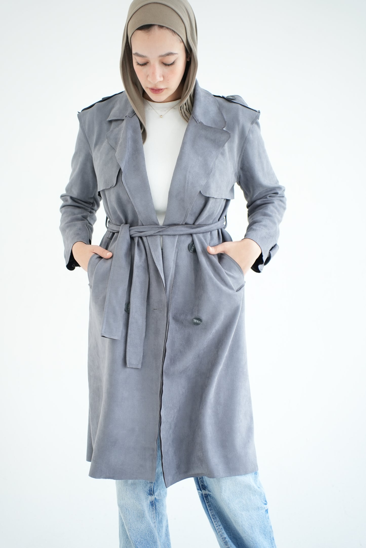 WOOL RIBBON COAT- GREY
