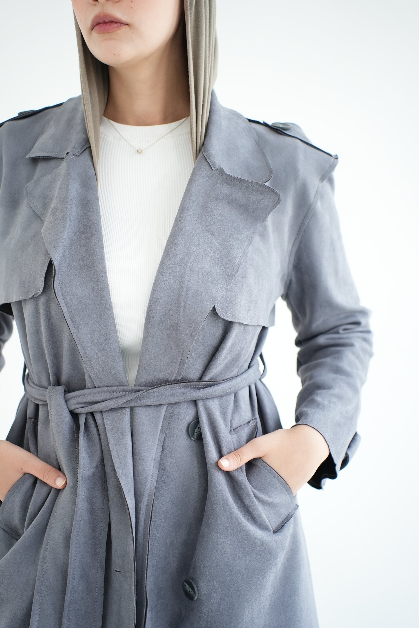 WOOL RIBBON COAT- GREY