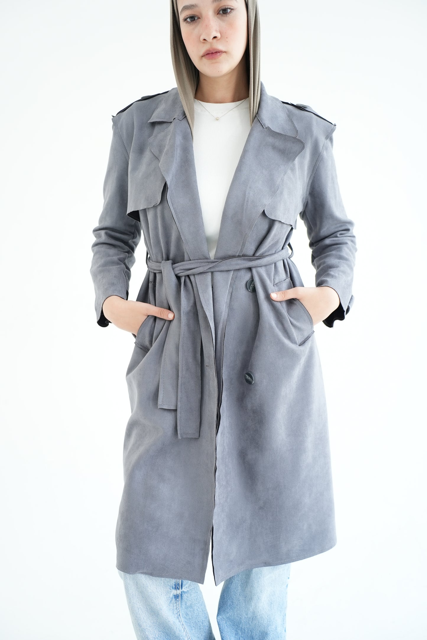 WOOL RIBBON COAT- GREY