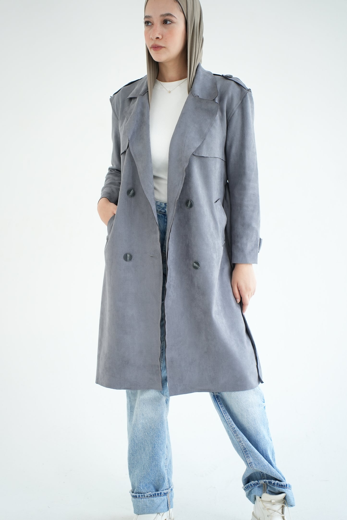 WOOL RIBBON COAT- GREY