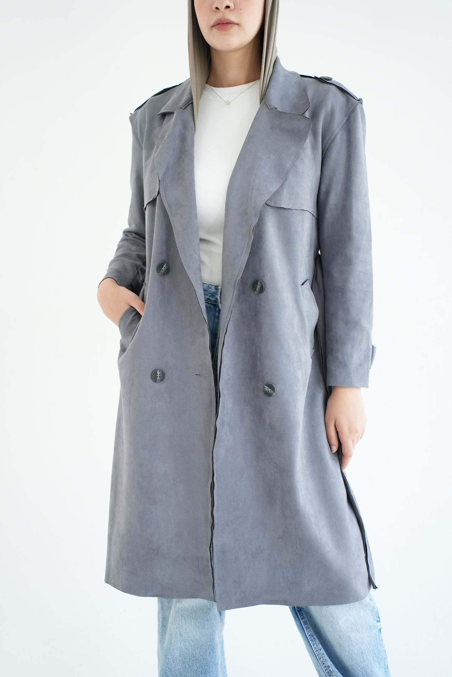 WOOL RIBBON COAT- GREY