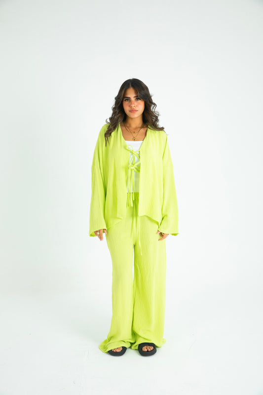 LIME YELLOW RIBBON SUIT
