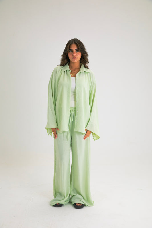 LIME GREEN BUTTON SUIT