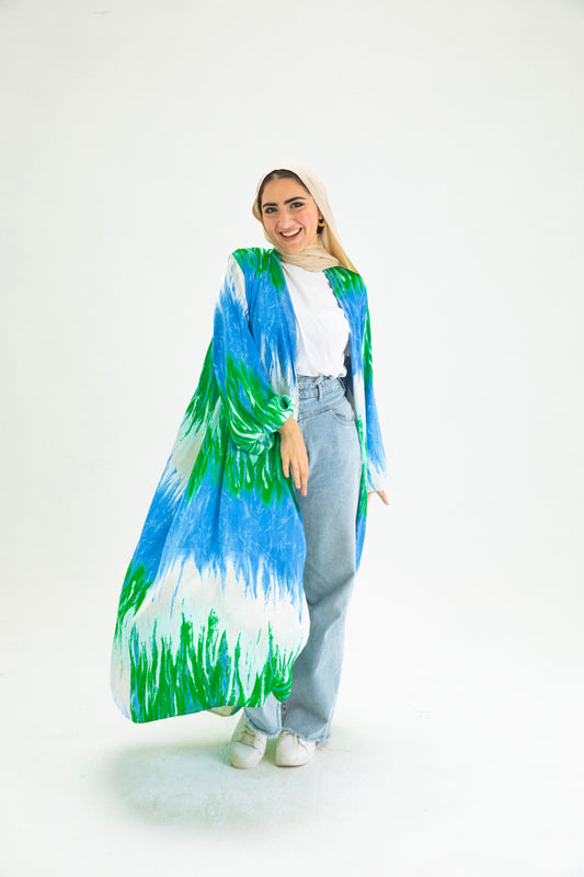 BLUE-GREEN KIMONO