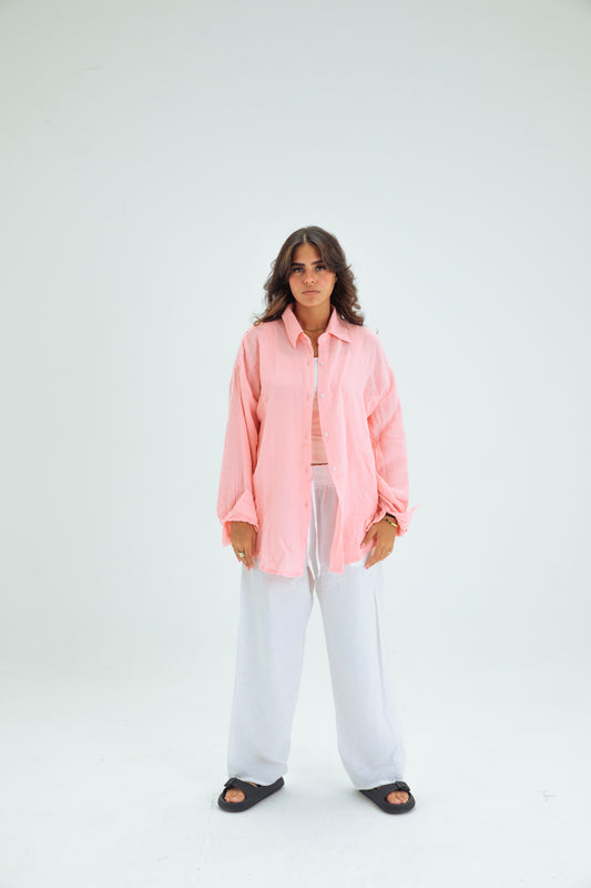 PEACH BUTTON SHIRT