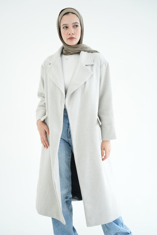 WOOL LONG COAT- LIGHT GREY