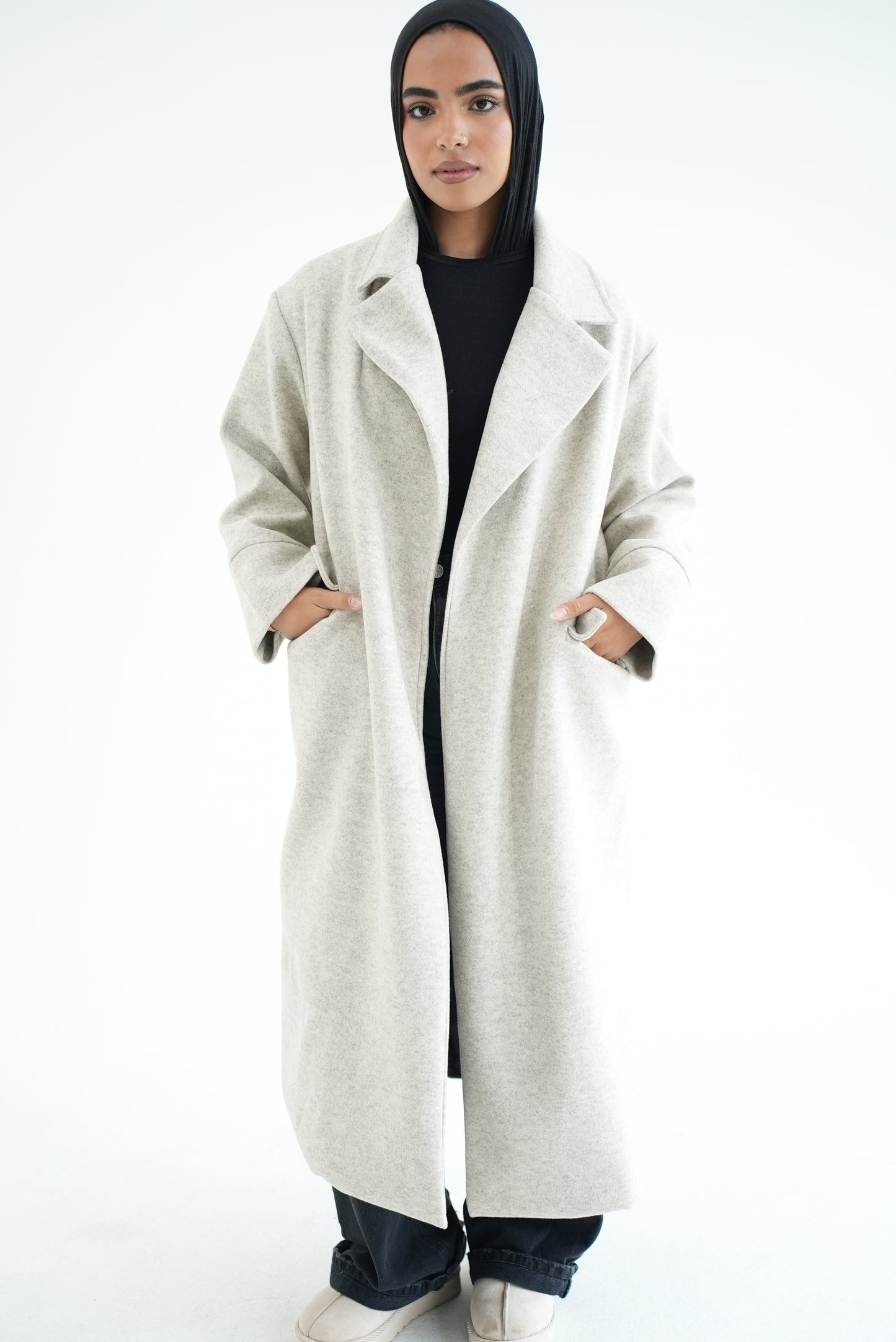 WOOL LONG COAT-Greiage MELANGE