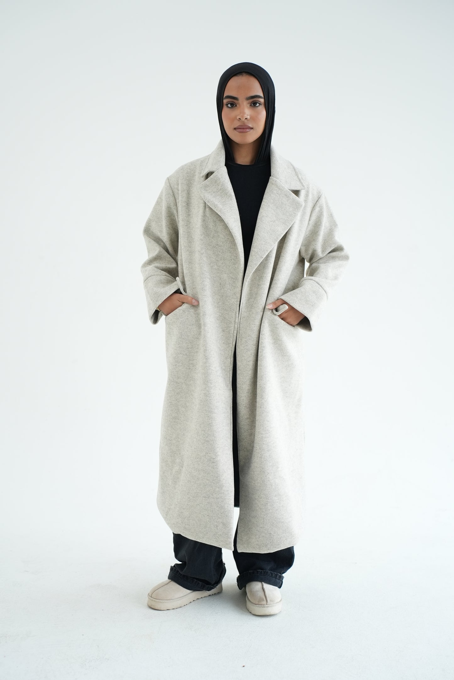 WOOL LONG COAT-Greiage MELANGE