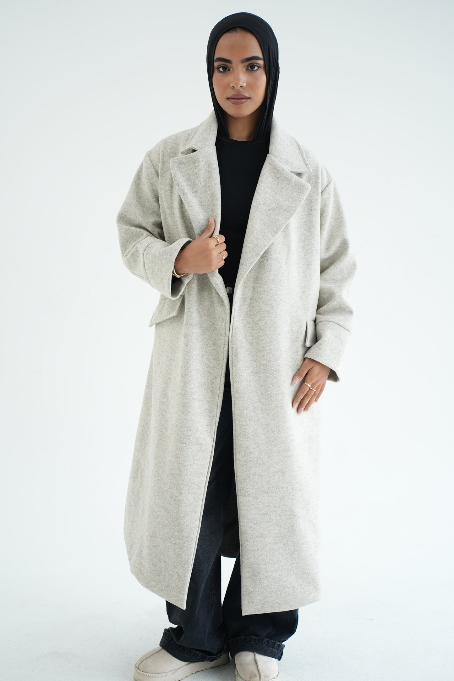 WOOL LONG COAT-Greiage MELANGE