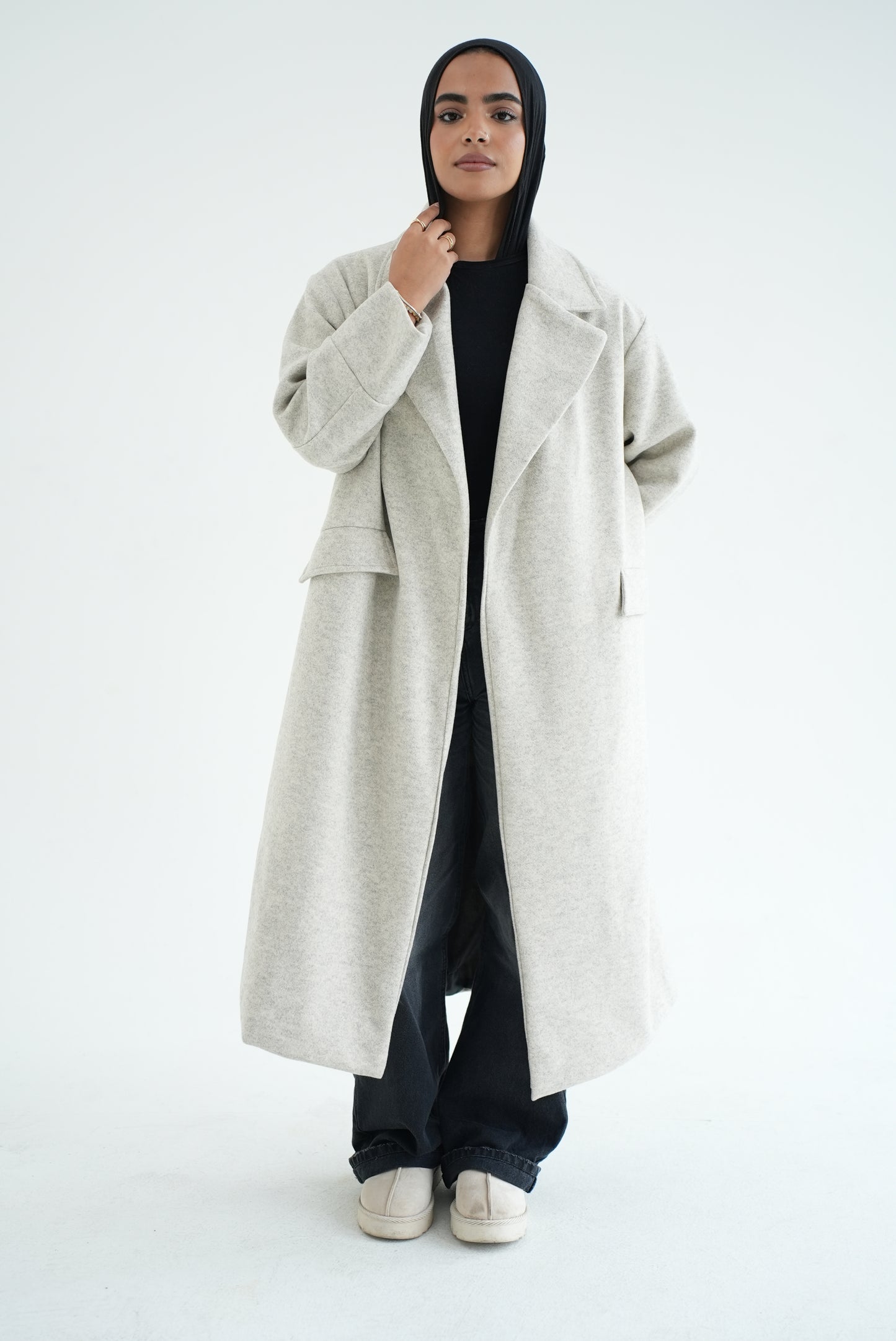 WOOL LONG COAT-Greiage MELANGE