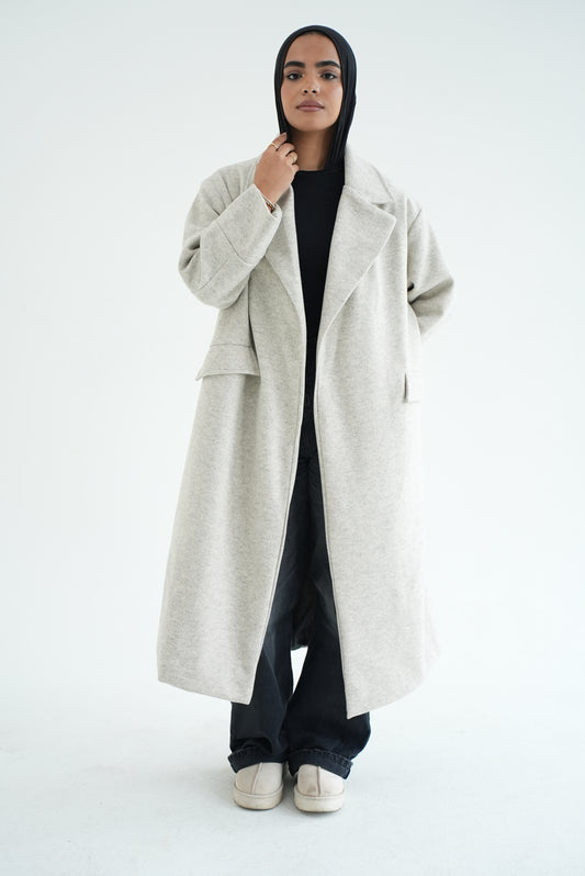 WOOL LONG COAT-Greiage MELANGE