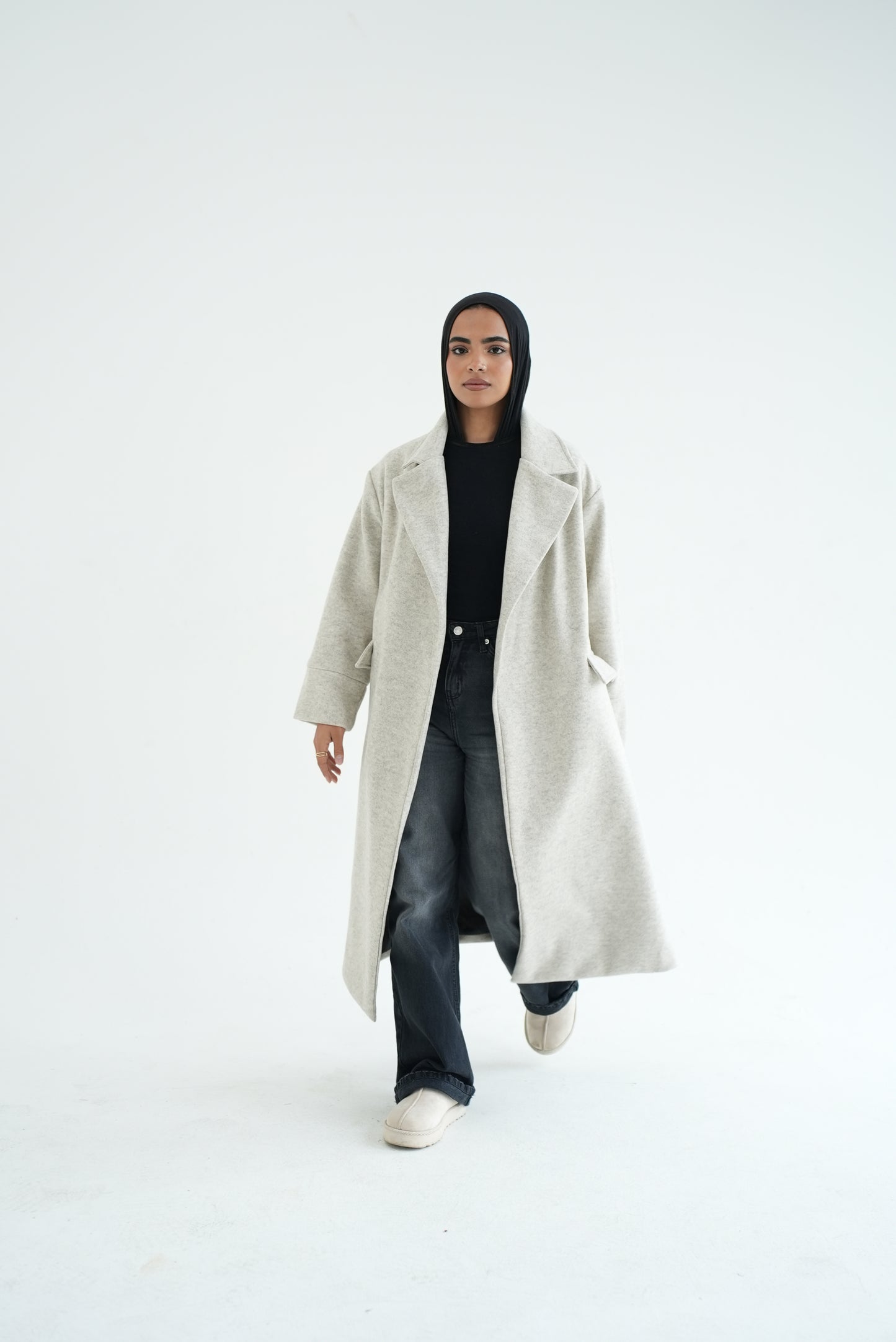 WOOL LONG COAT-Greiage MELANGE