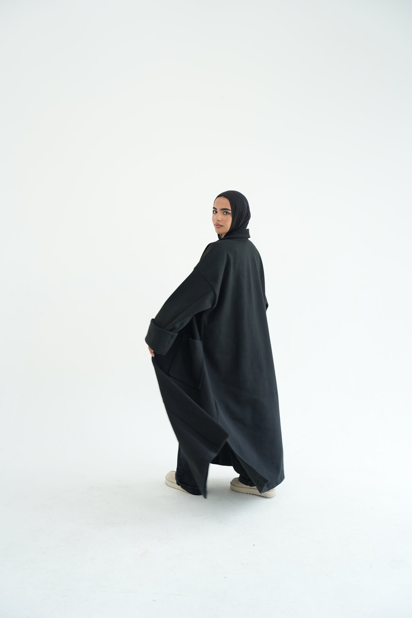 WOOL LONG COAT-BLACK