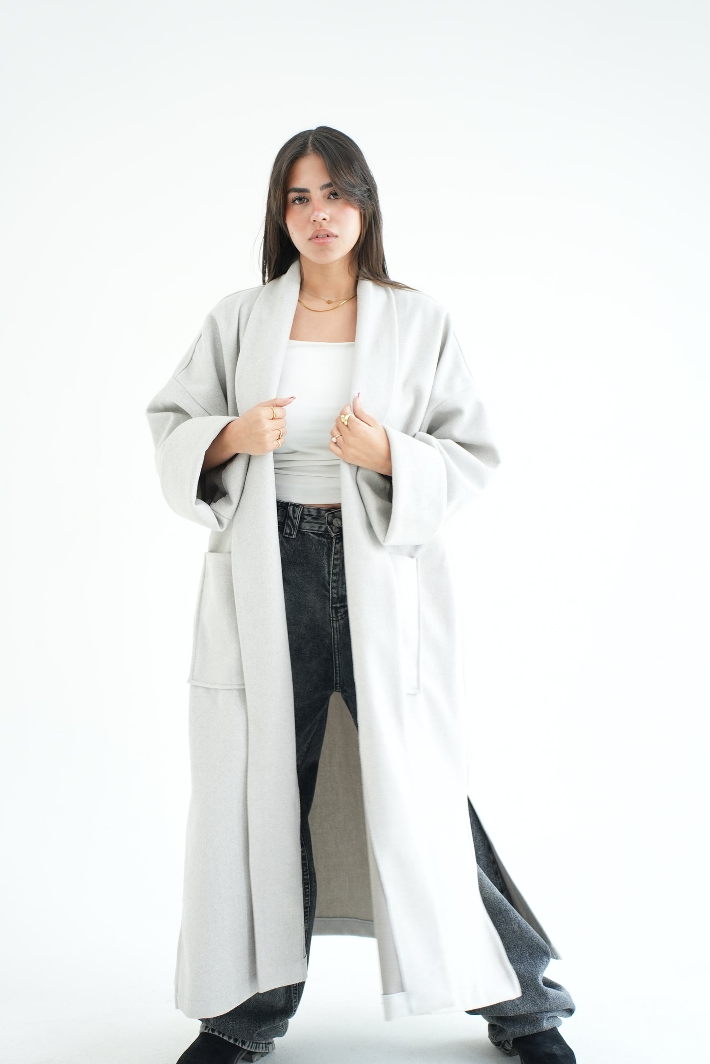 WOOL LONG COAT- LIGHT GREY