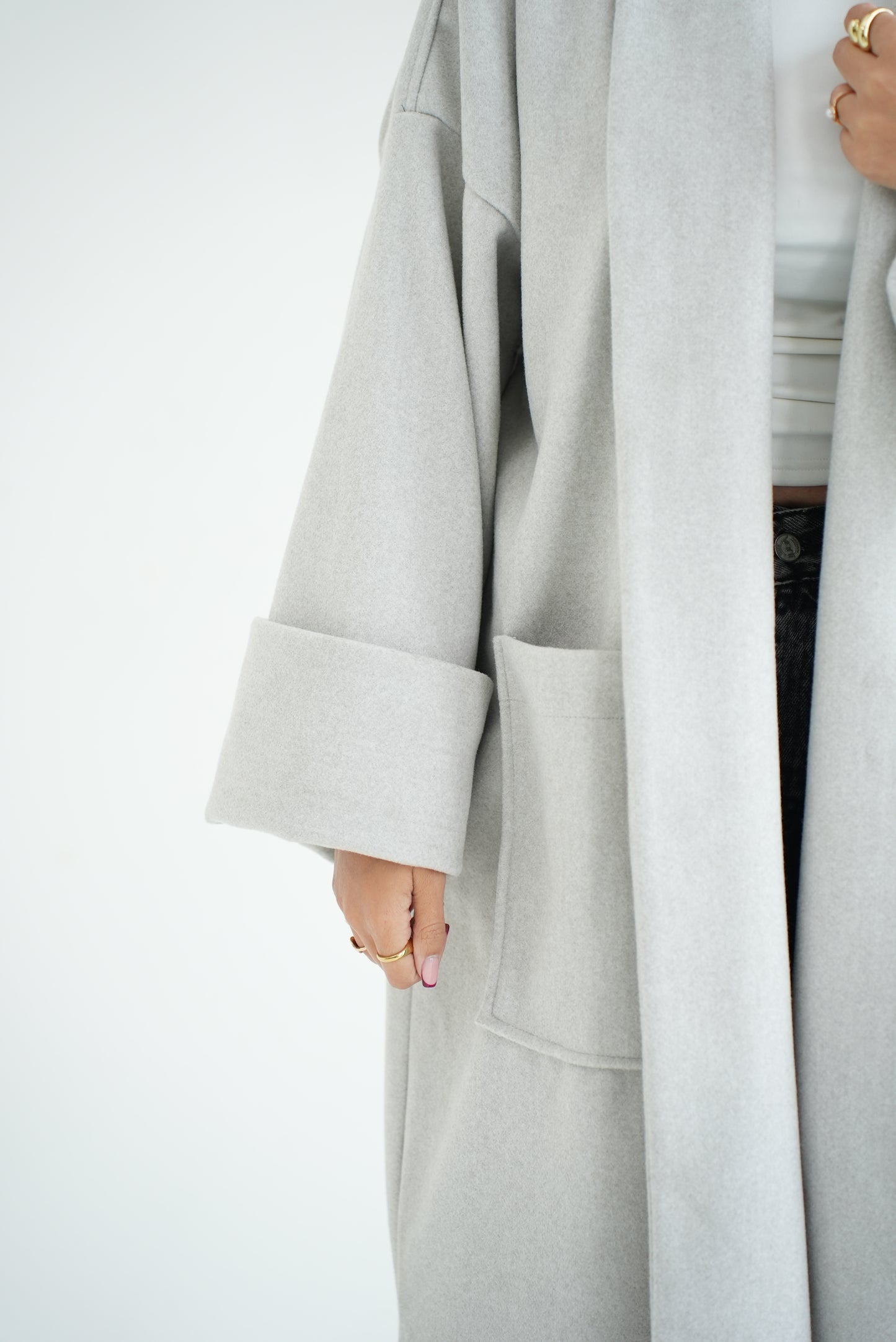 WOOL LONG COAT- LIGHT GREY