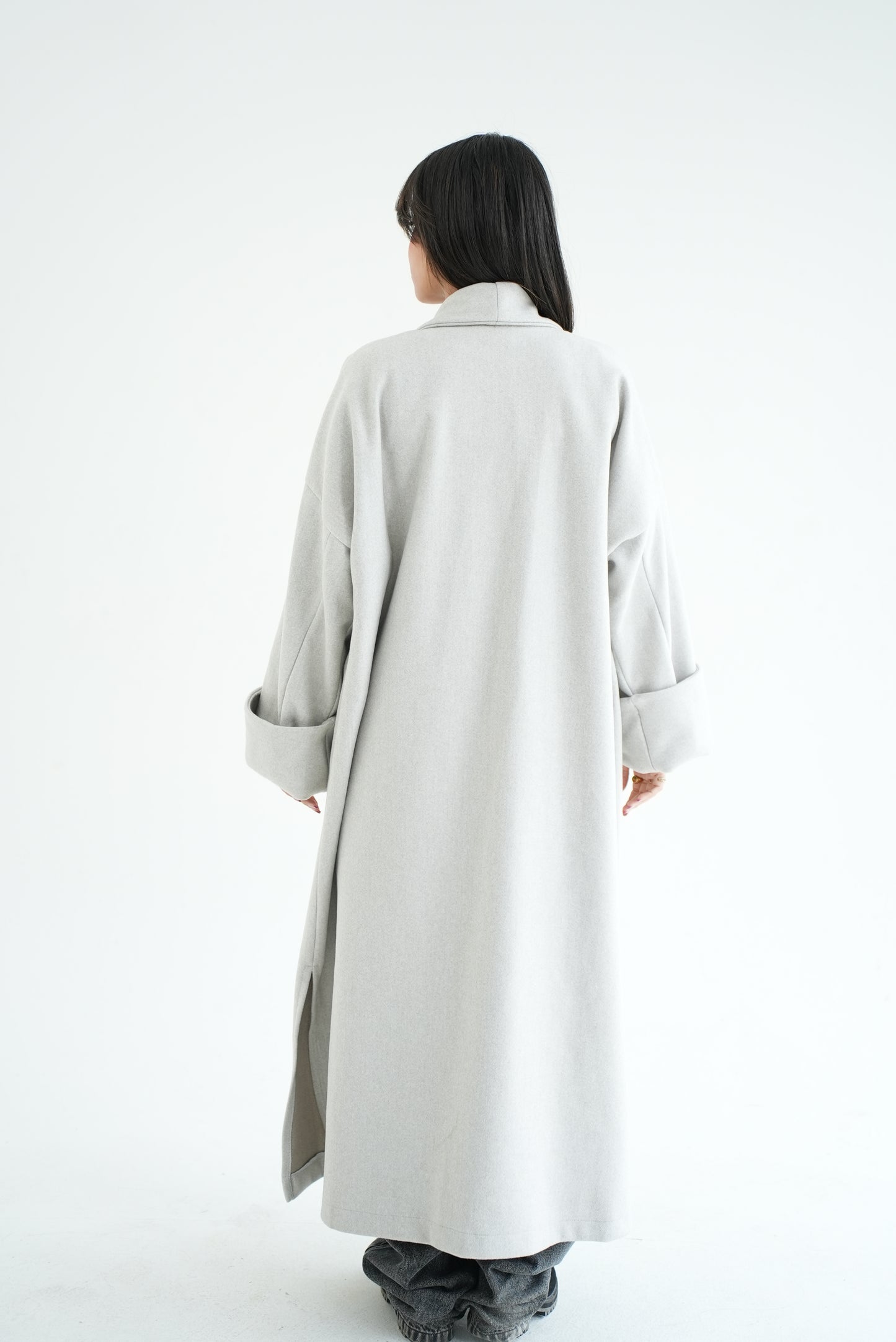 WOOL LONG COAT- LIGHT GREY