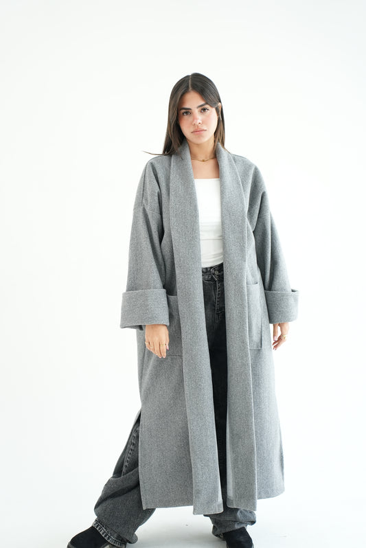 WOOL LONG COAT- GREY