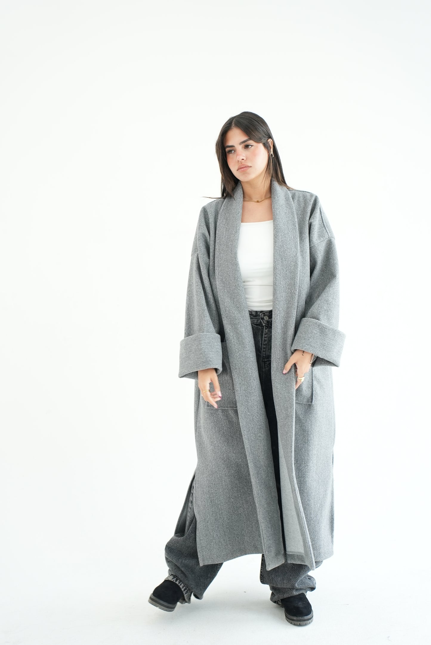 WOOL LONG COAT- GREY