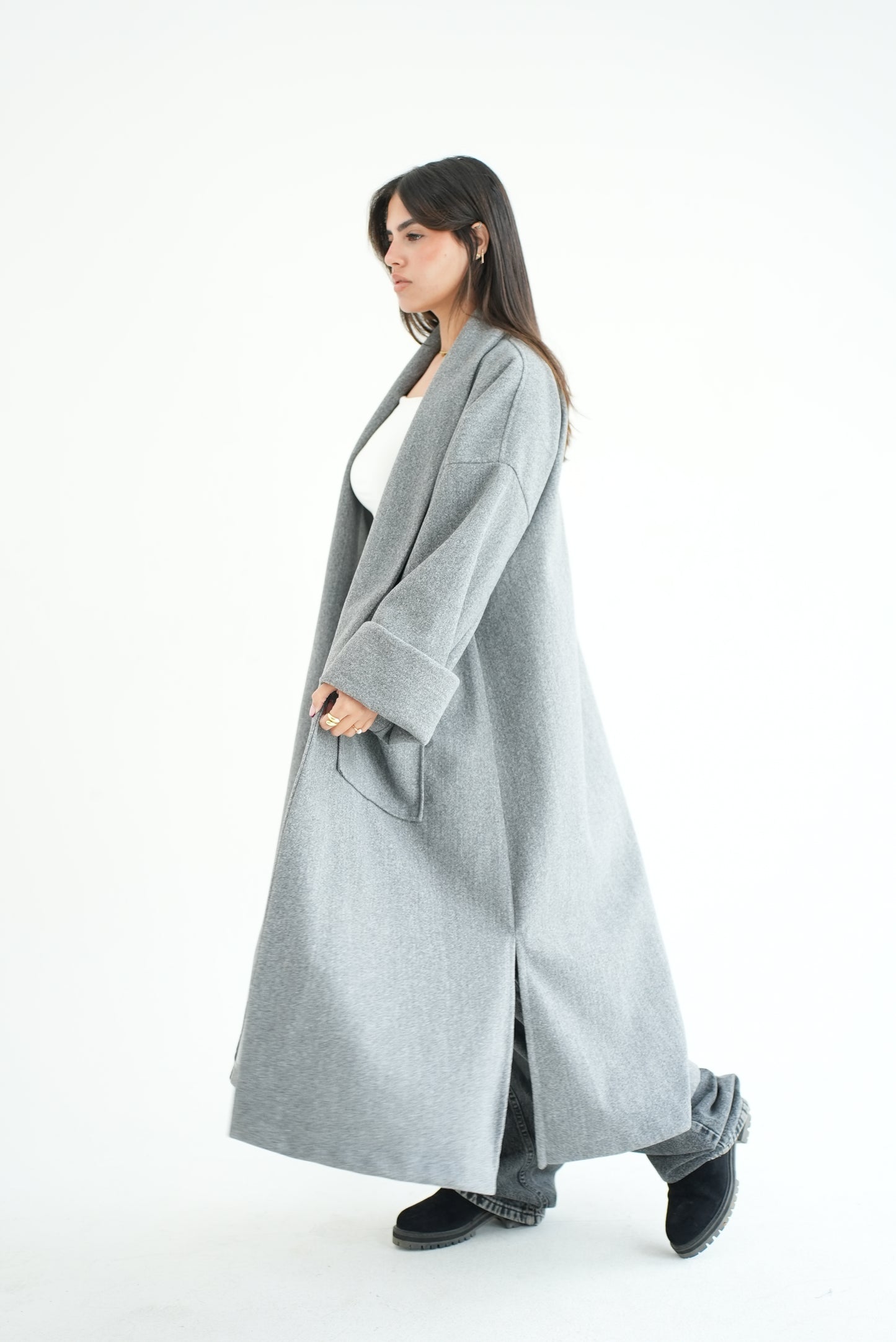WOOL LONG COAT- GREY