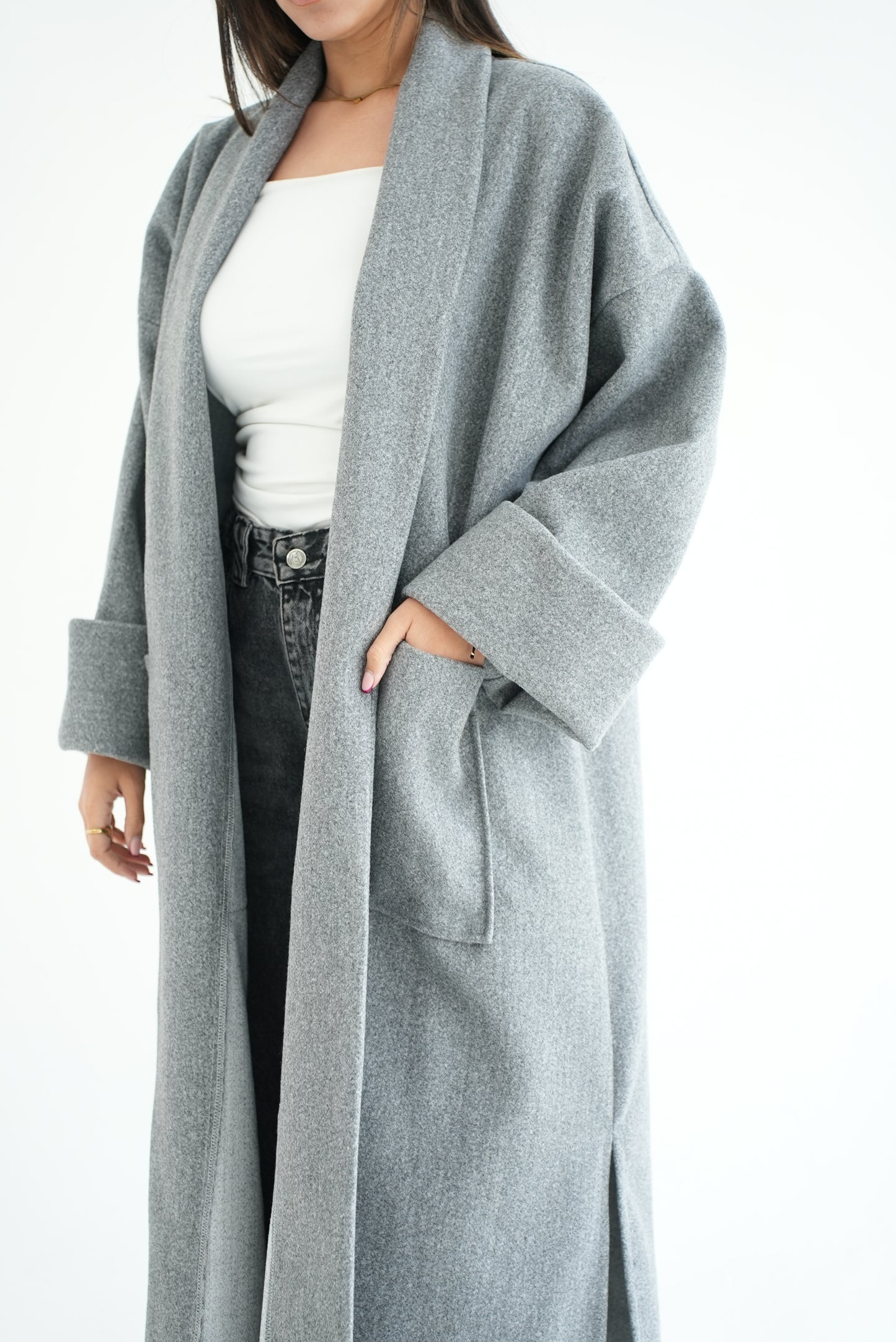 WOOL LONG COAT- GREY