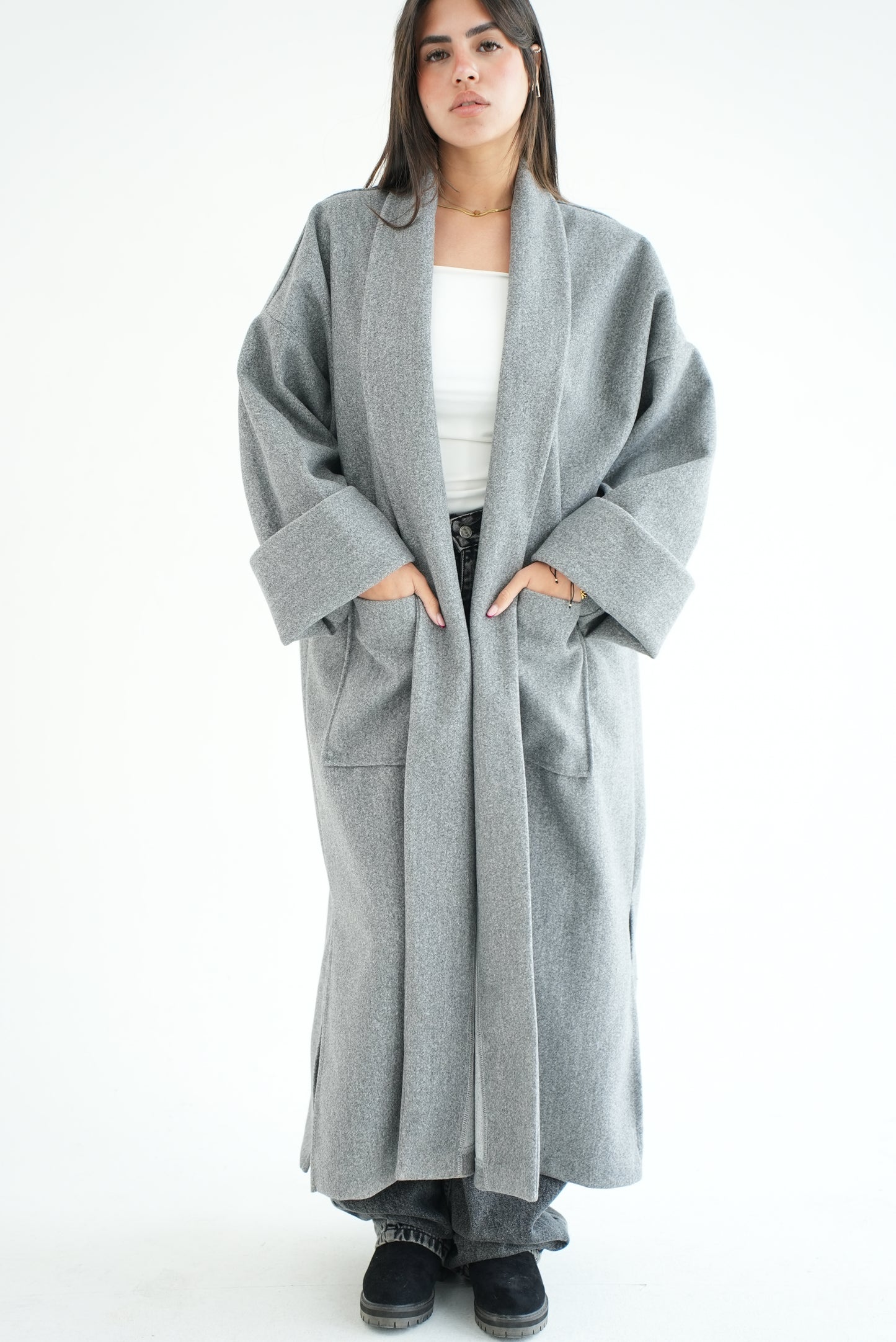 WOOL LONG COAT- GREY