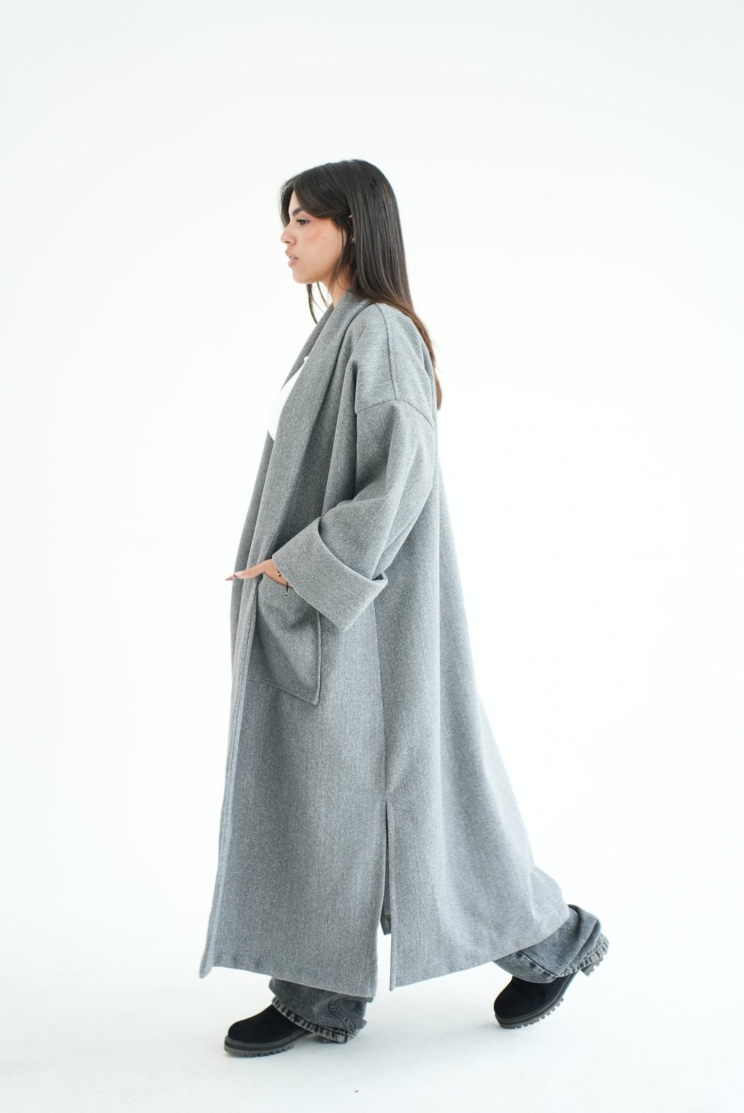 WOOL LONG COAT- GREY