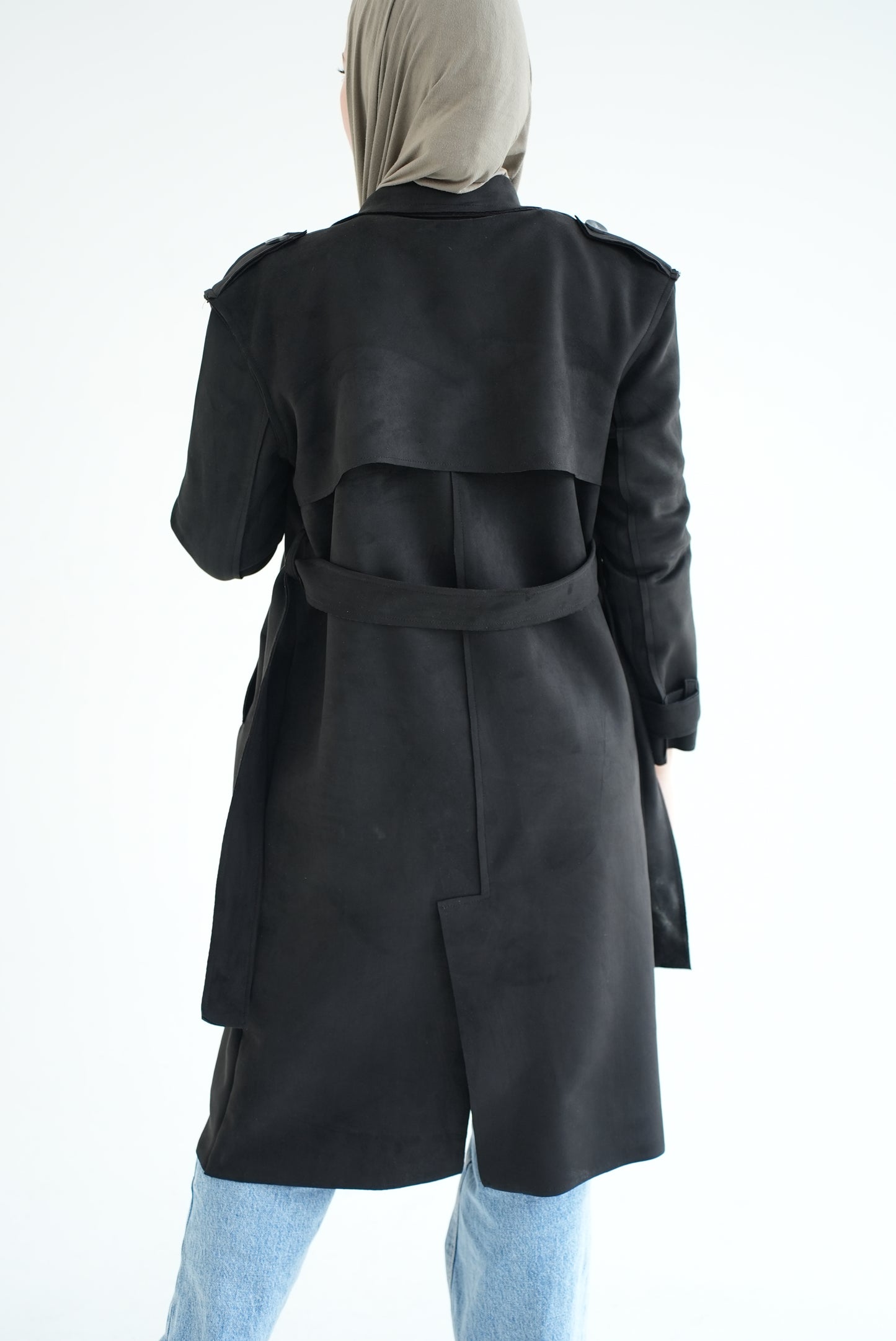 WOOL RIBBON COAT- BLACK
