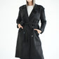 WOOL RIBBON COAT- BLACK